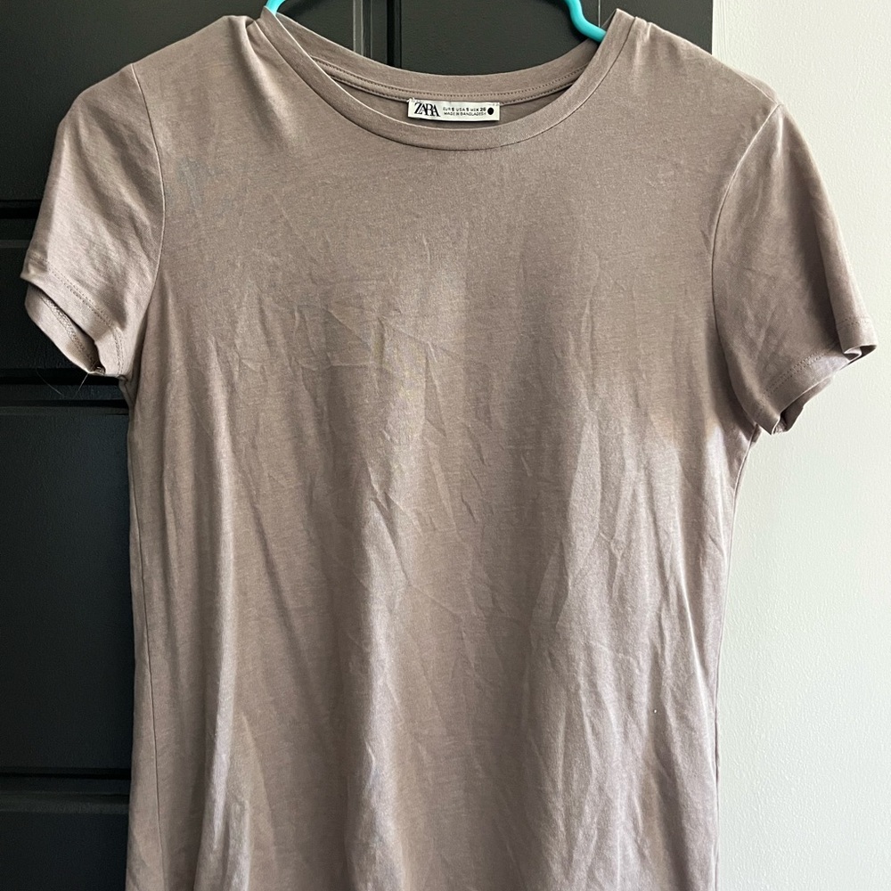 Zara Women's Beige Short Sleeve Tee